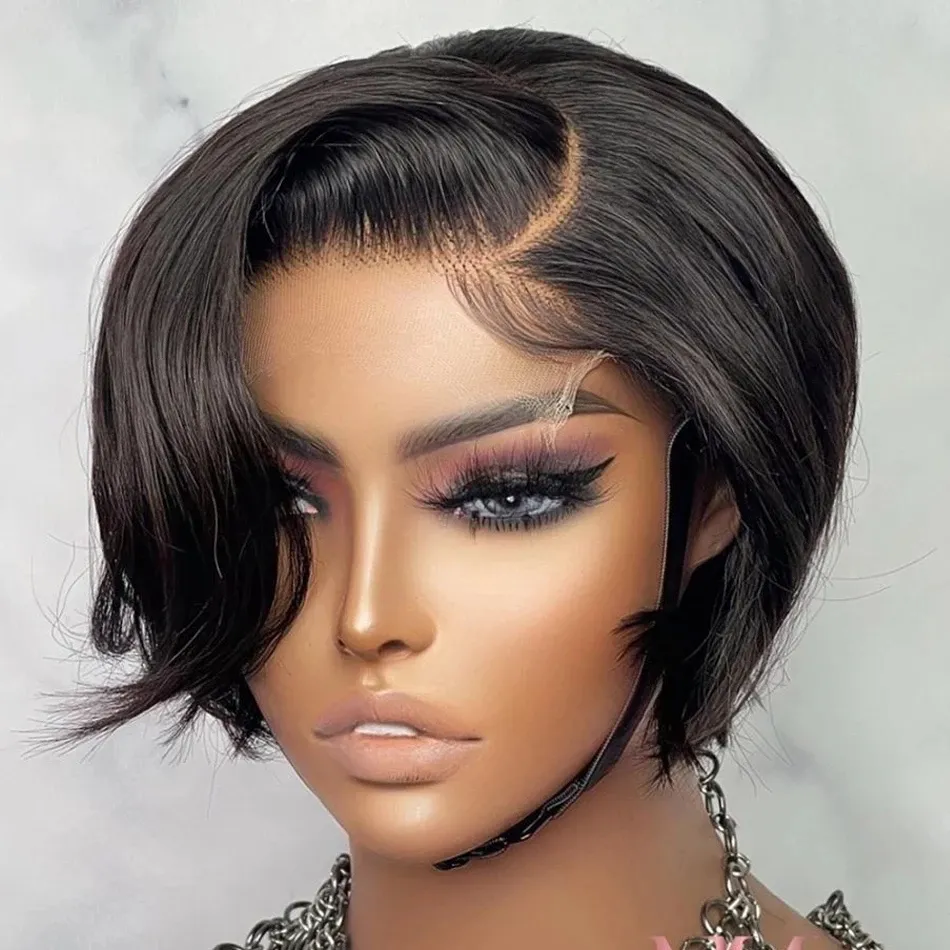 Pre Plucked Transparent Lace Front Bob Wig Short Pixie Cut Frontal