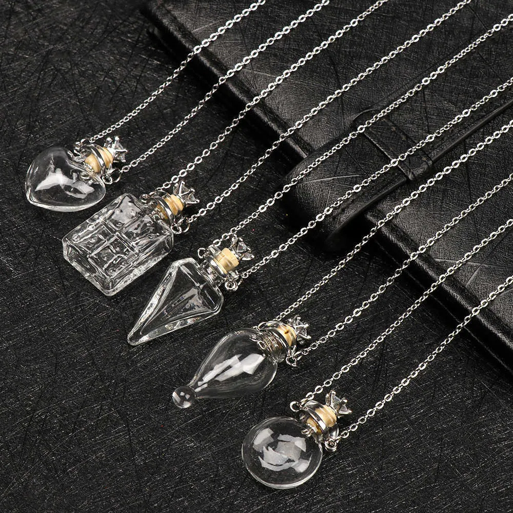 Chain Openable Water Drop Heart Steel Keepsake Essential Oil Pendant Memorial Jewelry Perfume Jewellery Glaze Vial Necklace