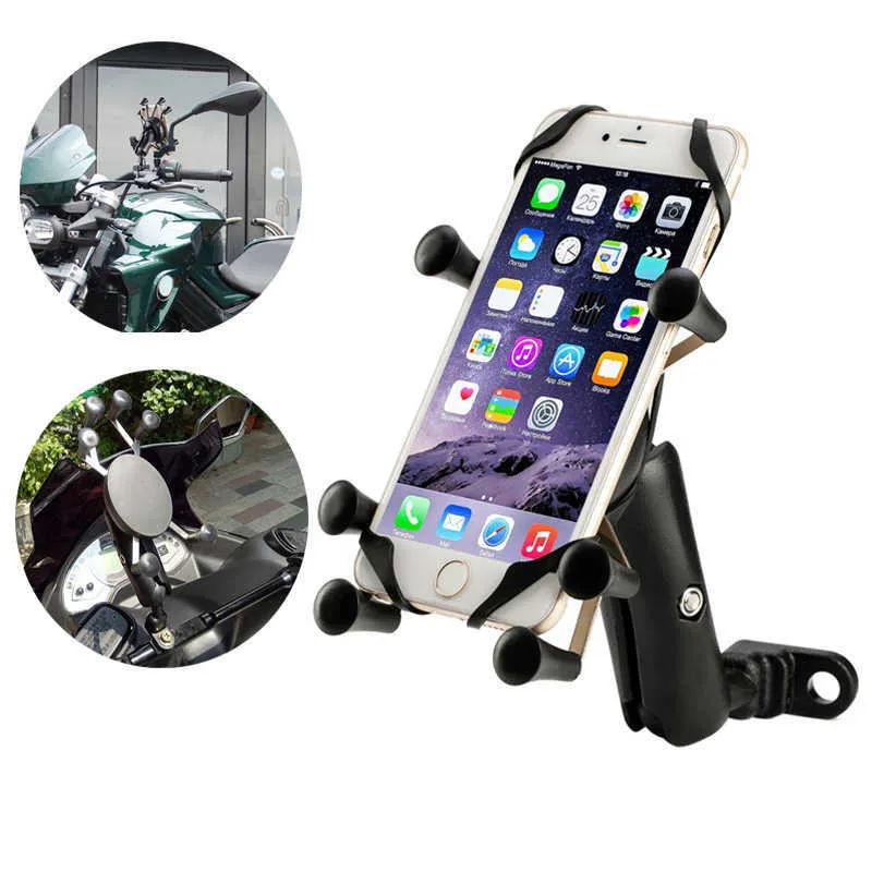 Black Aluminum Motorcycle & MTB Handlebar Mount For GPS Or Cell Phone - Fits 3.5-6" Devices