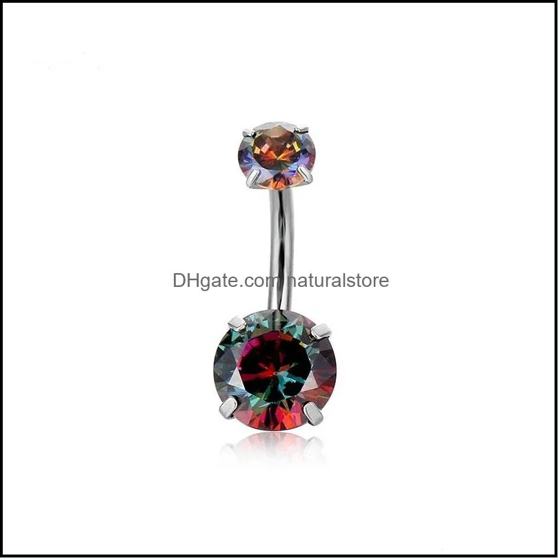 multicolor cubic zirconia navel rings surgical stainless steel belly button ring body piercing jewelry