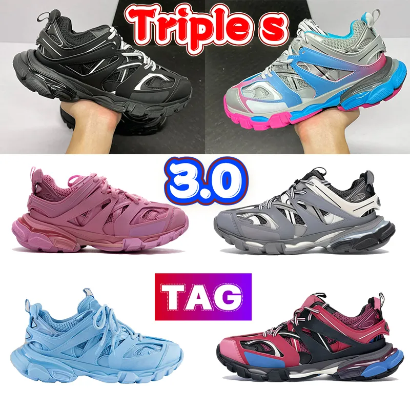 2022 Fashion Triple S 3.0 Buty Casual Paris Platforma Czarna biała różowa biegacz Ice Blue Orange Yellow Trainer Lime Granat Royal Triple Grey Mens Women Sneakers Rozmiar 36-45