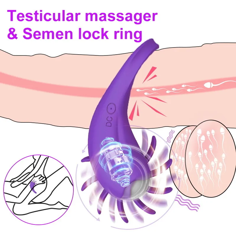 Men Ring Rotating Vibrator Couple Sex Toys For Women G Spot Orgasm Licking Clit Stimulator ring Sperm_voghion.com