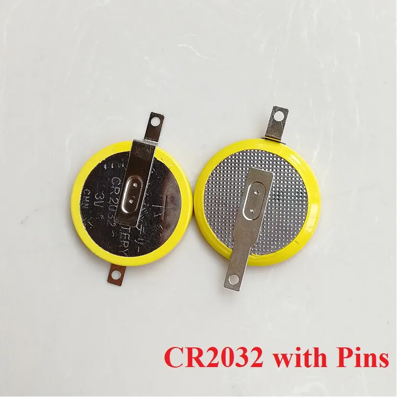 Bateria de célula de botão CR2032 com guias de pinos de soldagem vendidos para PCB 300pcs por lote 100% fresco