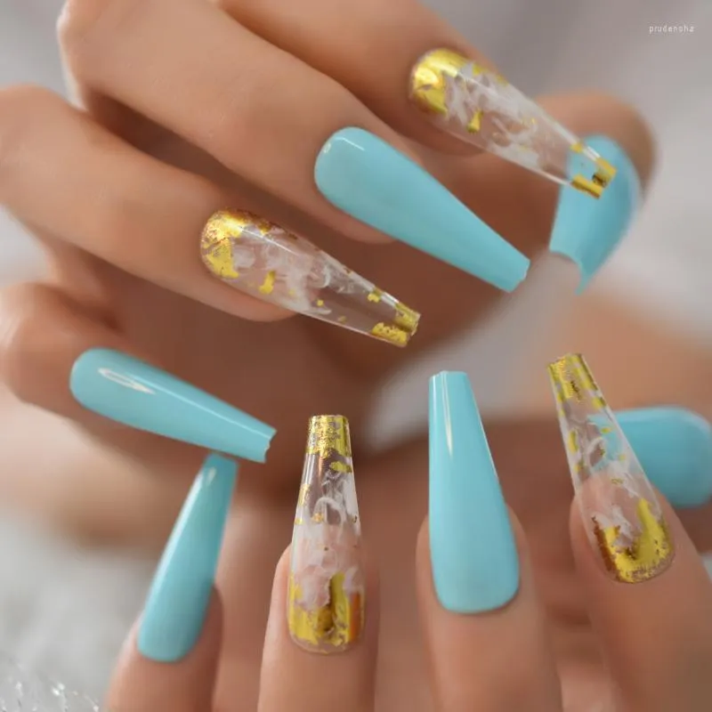 Acrylic nails with gold foil discount