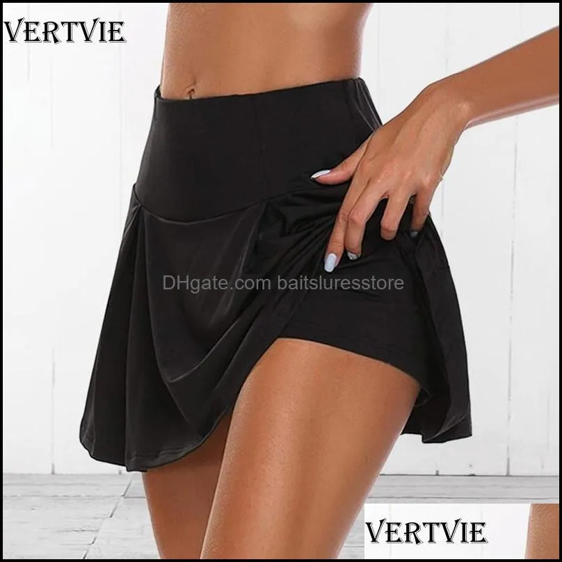 VERTVIE Summer Running Shorts Women 2 In 1 Quick Dry Yoga Shorts Gym Loose Sport Breathable Tennis Skirt Girls Pantskirt