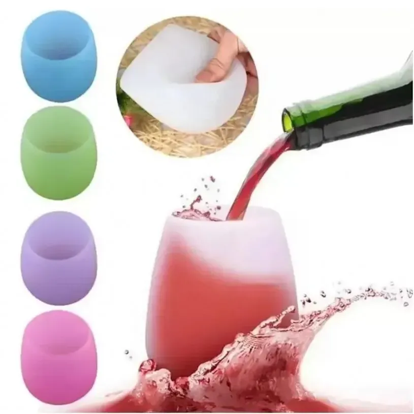 Garrafas de cerveja de silicone coloridas xícaras de vinho copos inquebráveis ​​de uísque sem cais coquetéis de uísque inquebrável