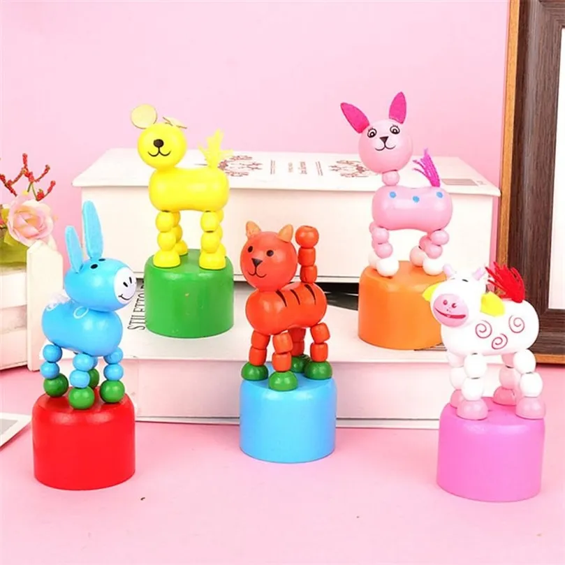 6 pezzi giocattoli per figurine di legno giocattoli per la figura animale che danzano un burattino per dito per animali in stile misto 220531