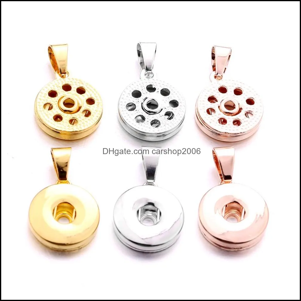 silver gold Metal 18MM Ginger Snap Button Base Pendant charms for DIY Snaps Buttons Necklace earrings necklace Jewelry accessorie