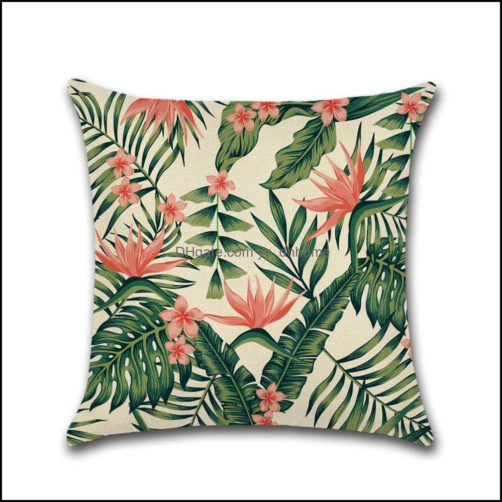 45*45cm Fashion Green Leaves Printing Throw Pillow Cover Without Filling Inner Polyester Decorative Pillowcases Kussensloop Pillow