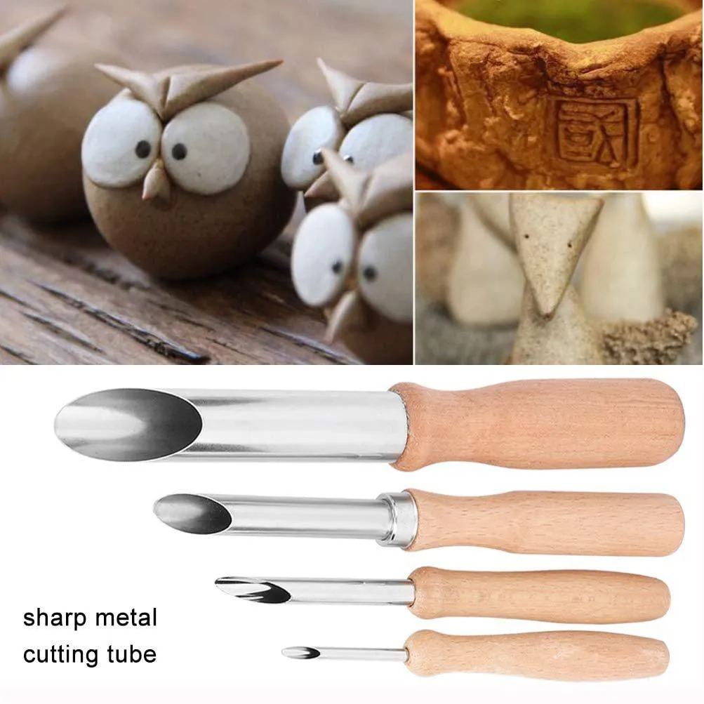 2022 nuovi 4 pezzi / set di utensili in ceramica tagliatori di fori circolari in argilla per punzonatura in ceramica e scultura per modellare il cerchio