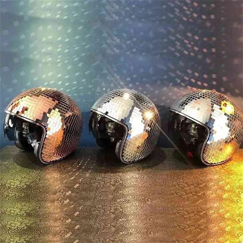 Ic Disco Ball Helmet Mirror Glitter Ball Helmets Hat For Club Bar Party