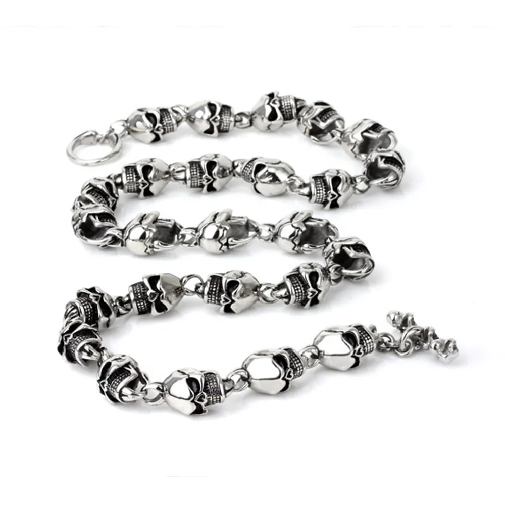 Vintage Mode Design Punk Style Bike Skull Halsband Heavel Metal Smycken 316L Titan Stainless Steel Biker Skull Halsband