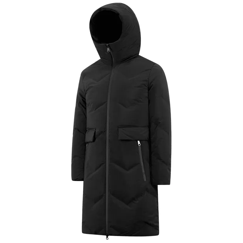 중국 제조업체 겨울 롱 다운 재킷 여성과 남성 유니탄 대형 90% 다운 코트 복어 모피 후드 무릎 위에