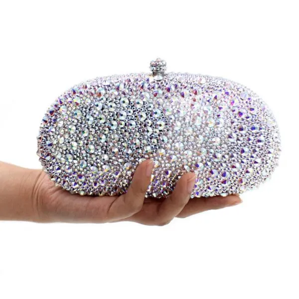 Sacs de soirée dame AB argent brillant cristal pour femmes fête de mariage pierres or pochette sac à main strass embrayages sacs soirée