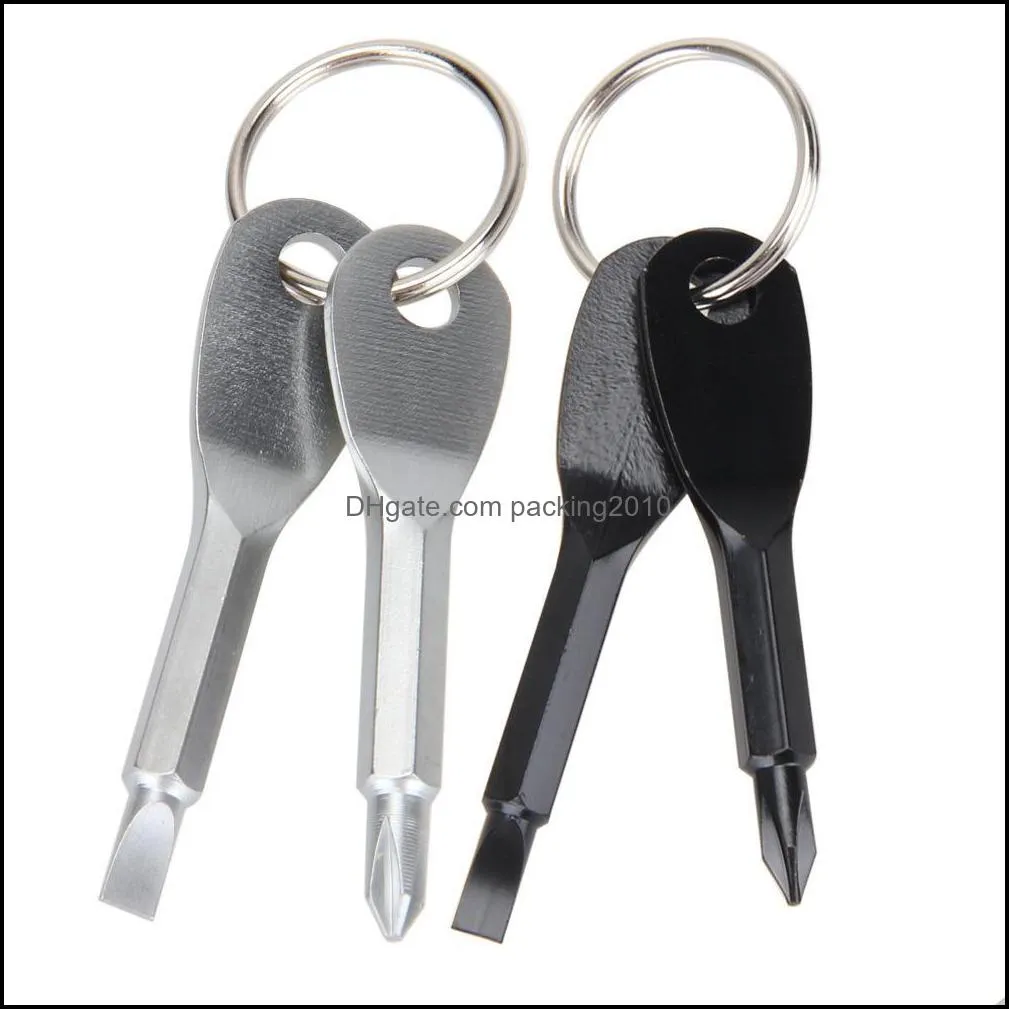 Andra handverktyg Hem Garden LL Pendants Skruvmejslar Keychain Outdoor Pocket Mini Skruvmejsel Set Dhmug