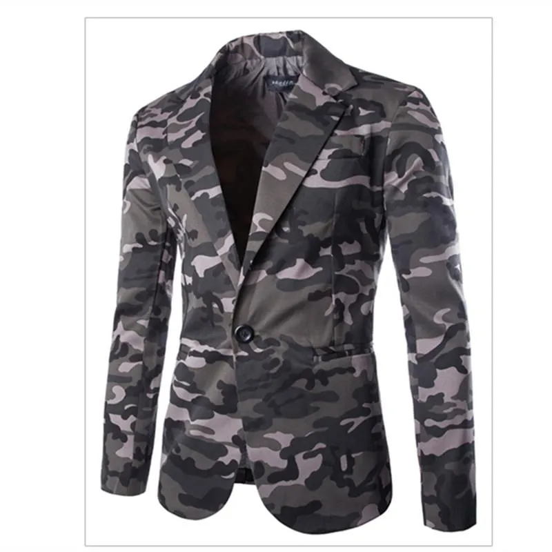 Mens Suits Blazers Military Camouflage Slim Fit Fashion Blazer