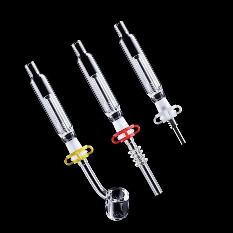 Smoking 14mm Glass Collector Set mini water oil burner straw pipe kit with quartiz nail or banger and plastic clip