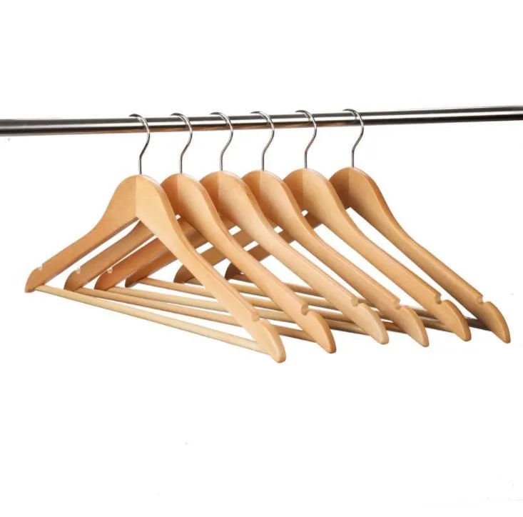 Multi-Functional Wooden Suit Hangers Wardrobe Storage Clothes Hanger Natural Finish Solid Folding Clothing-Drying Rack Clothing SN5628