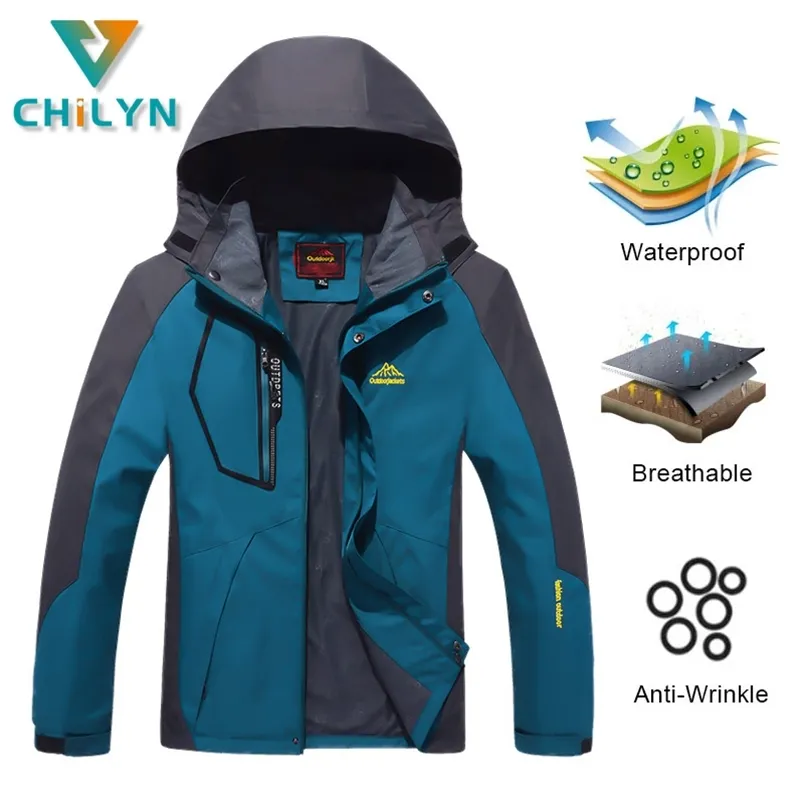 Chaquetas al aire libre Sudaderas con capucha CHILYN Mens Camping Abrigos deportivos Chaqueta de senderismo Masculino Transpirable Impermeable Sudadera con capucha Cortavientos Traje de aventura A prueba de viento 220826