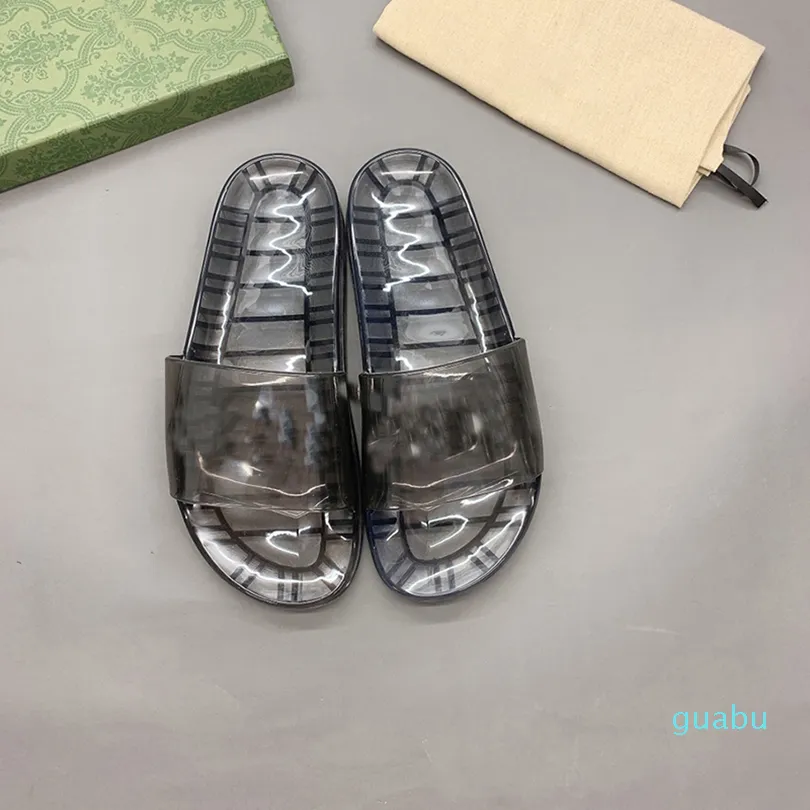 Sheer Slides Designer De Luxe Femmes Hommes Pantoufles Transparent Gelée Couple Pantoufle D'été Sandales Chaussures De Mode