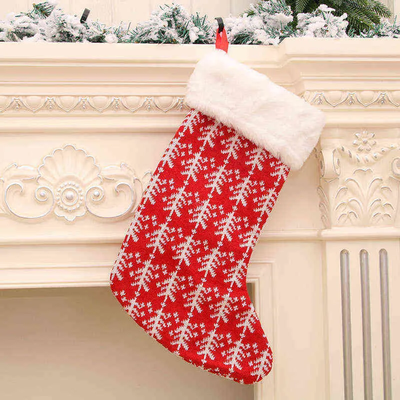 Delicado fofo Red White Stripe Presente de Natal Claus Socks Crianças Presentes de Cândida Bolsa Lareira Decoração da Árvore de Xmas VTMTL0254