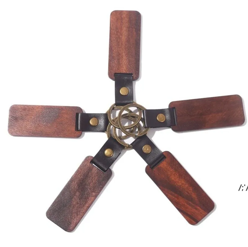 Personalizzazione di legno Keychains Blanks per incisione Portachiavi in ​​pelle fatti a mano rettangolo rotondo rettangolo legno decorazione del bagaglio portachiavi DIY ZZE13873