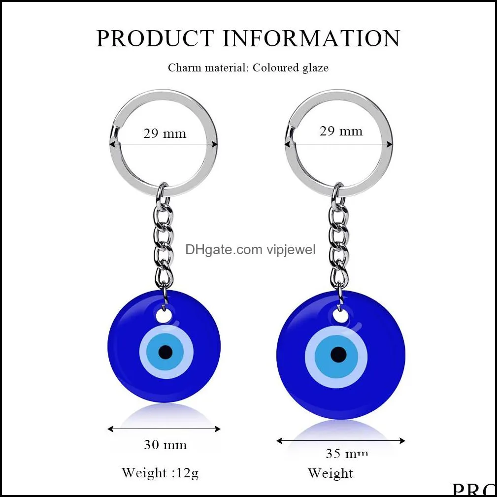 Turkish Evil Blue Eye Keychain Car Key Ring Amulet Lucky Charm Hanging Pendant Jewerly