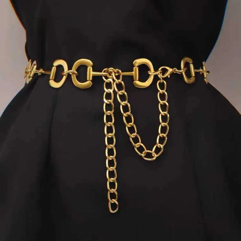 Lux brand Gold Chain Belt Women Belt Luxury Brand Gold Chain Belt Elastic Silver Metal  main image 3
