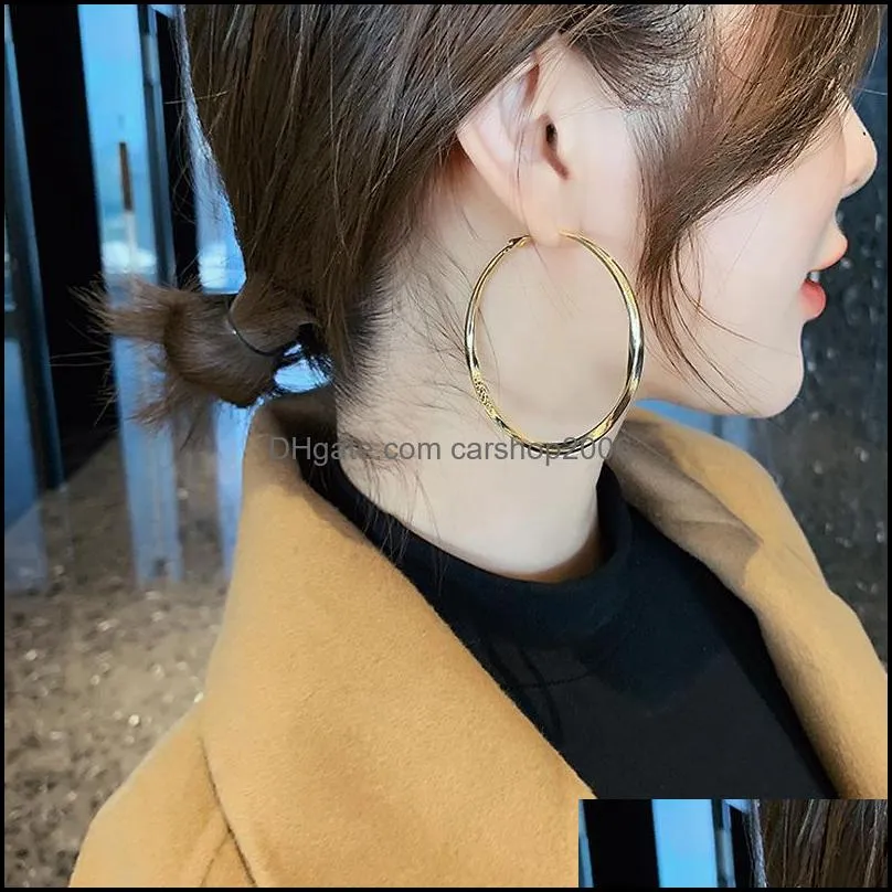 Punk Gold Color Exaggerate Big Circle Hoop Earrings Brincos Simple Party Round For Women Femme Jewelry Wholesale & Huggie