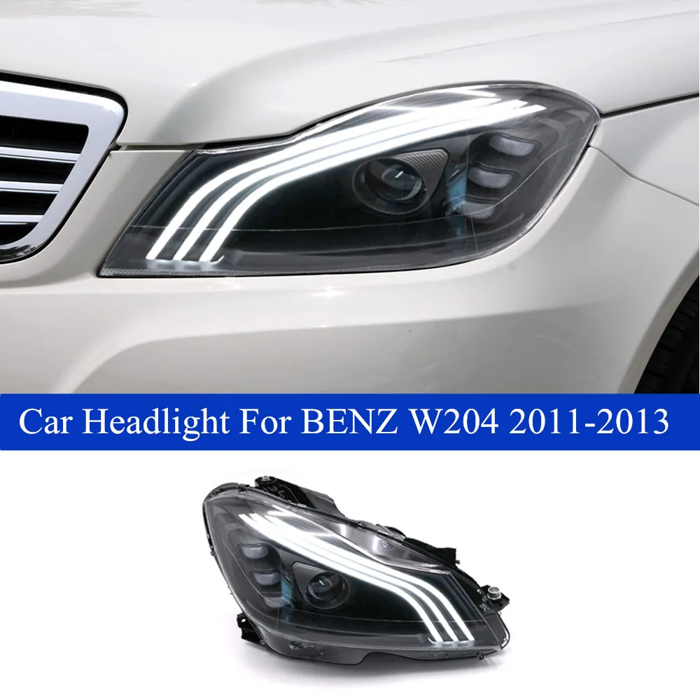 ベンツCクラスのデイタイムランニングヘッドライトW204ヘッドライトアセンブリ2011-2013 C200 C260 C300ダイナミックターンシグナル自動アクセサリーランプ