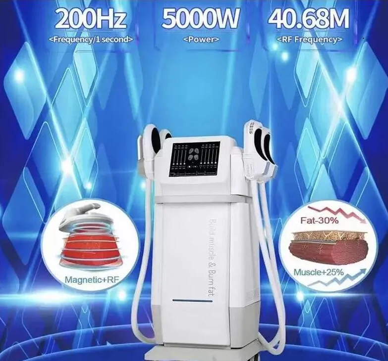 12 Tesla Slimming Systems EMS 조각가 4 손잡이 RF 신체 조각 근육 자극기 엉덩이 리프트 화상 지방 hiemt emslim 바디 컨투어링 머신