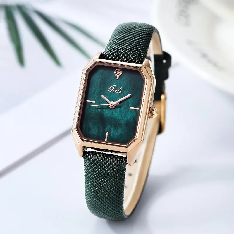 Montres-bracelets de luxe paon vert tendance mode carré femmes ceinture montre étanche décontracté Quartz personnalité fille Relojes Para Mujer