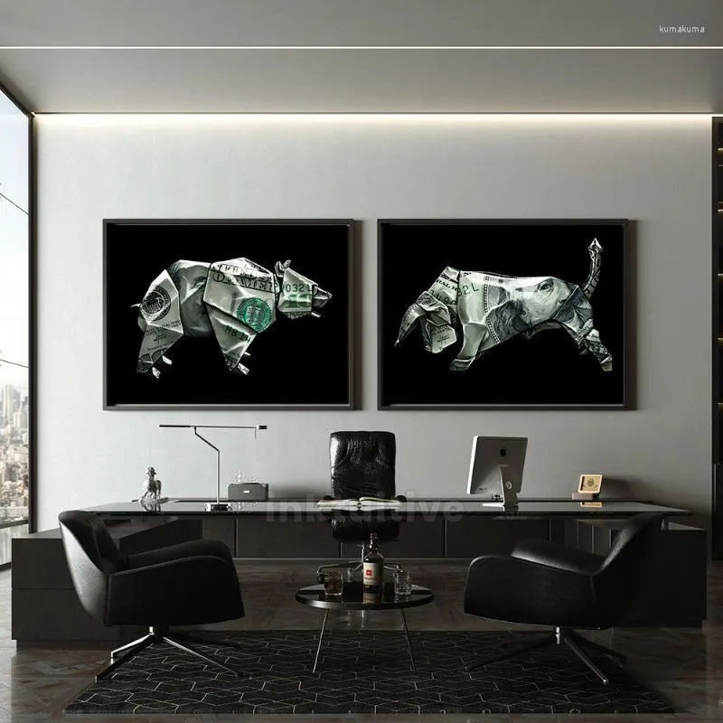 Schilderijen Bull Bear Wall Street Art Canvas Schilderij En Posters Prints Foto's Voor Woonkamer Woondecoratie FramelessPaintings