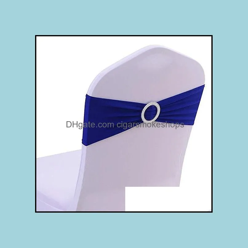 スパンデックスの椅子サッシング弓白いery all all blue drop delivery 2021パーティーFAVなしの結婚式の装飾のためのバックルスライダー付き弾性バンド