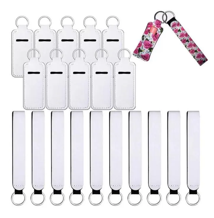 DHL Sublimation Keychain Blank Neopreen Polslet Keychain Hand Pols Keychain Holder om te matchen met Chapstick Holder unisex