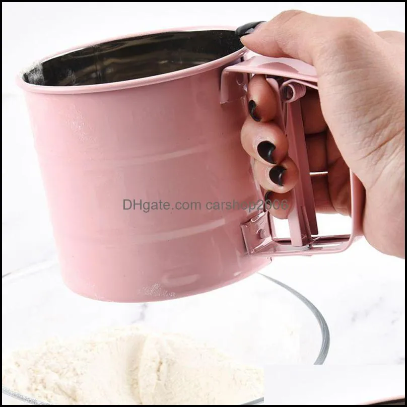 flour sifter cake diy stainless steel baking sieve handheld hand crank sugar kitchen fine mesh home semi automatic filter & pastry