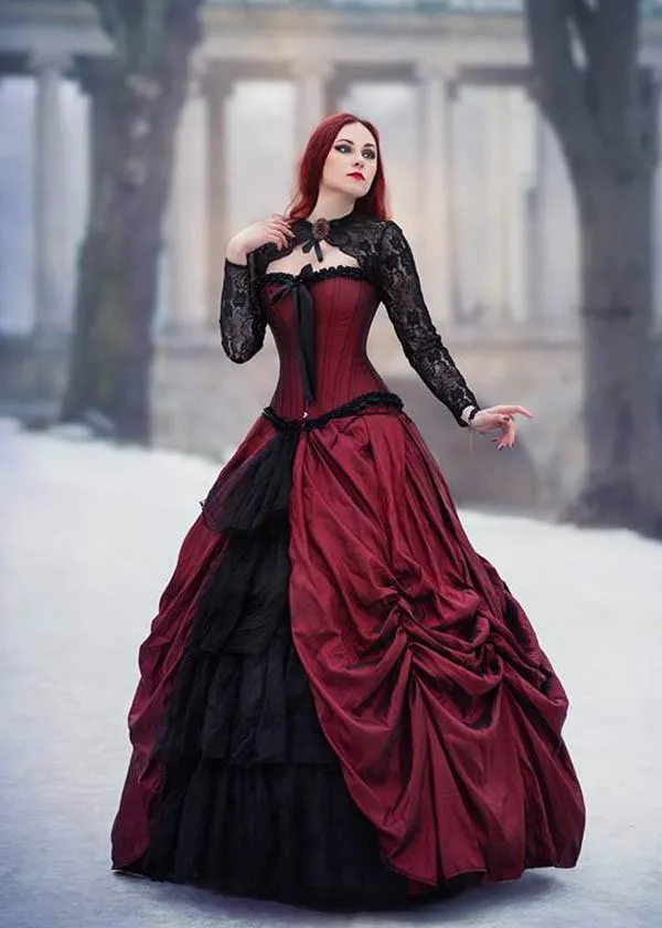 Vestido medieval mujer Negro-Rojo ⚔️ Tienda-Medieval