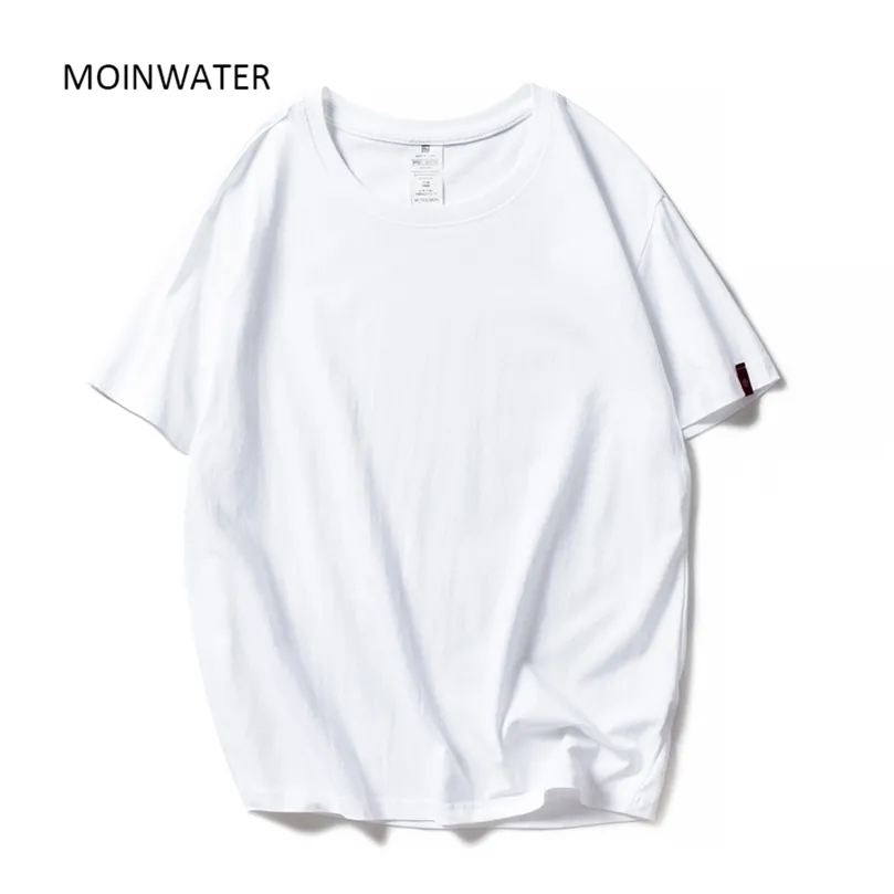 Moinwater Vrouwen Zwart Wit T-shirts Dame Solid Katoen Tees Korte Mouw T-shirts Vrouwelijke Zomer Tops voor Vrouw MT1901 220325