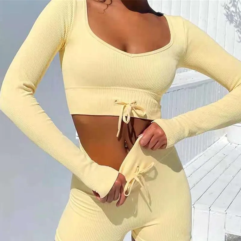 Women's T-Shirt Seamless Yoga Sets Sport Suit Two Piece Set Women Gym Clothing Workout Sportswear High Waist Leggins Top