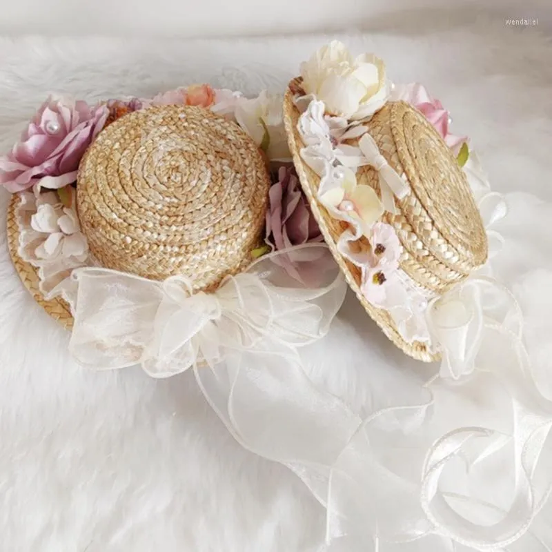 Szerokie czapki brzegowe wiosna i lato lolita design na świeżym powietrzu Słońce Flat Hat Fashion Decor Kobiety Kobiety Duża składana herbata Wend22