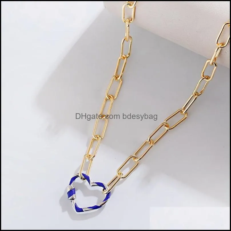 pendant necklaces punk heart dripping oil necklace for women classic gold long chain choker copper charm party men jewelrypendant