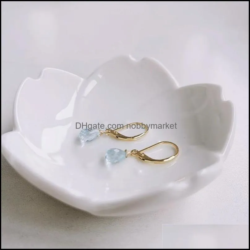 Dangle & Chandelier DMBS522 Water Drop Blue Topaz Earrings Female Genuine Gemstones 925 Sterling Silver For Women