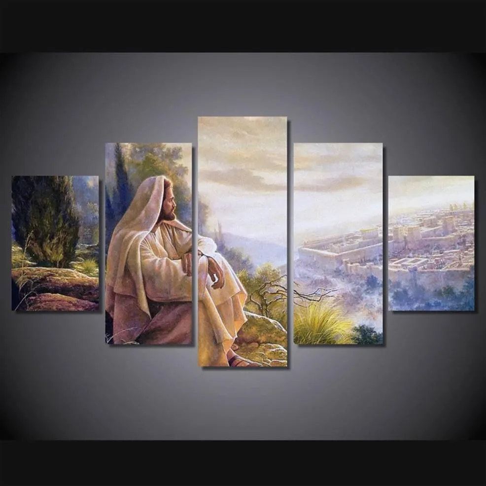 5 PCS CANVAS 벽 예술 인쇄 예수 기본 그림 벽 예술 그림 홈 장식 캔버스 아트 프린트 페인팅 캔버스 229W