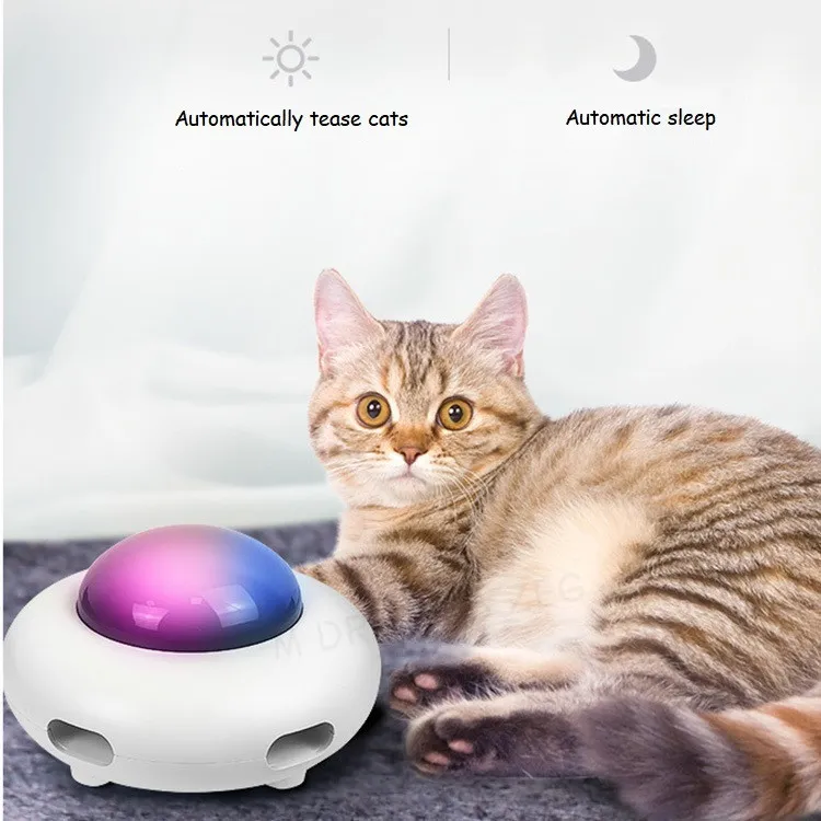 New Multifunctional Cat Toy Intelligent Cats Teaser Chargable Electric Turntable Self-cleaning Cat Hair Gravity UFO Flying Saucer DHL