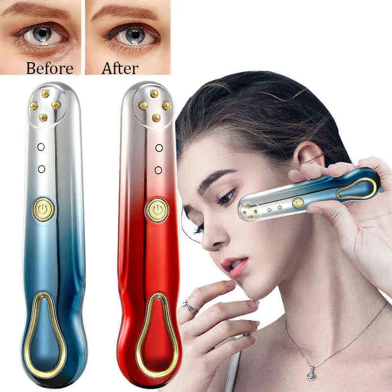 Electric RF Microcurrent Eyes Wrinkle Removal Massager Eye Dark Circle Pouch Remover Lifting Tighten Facial Skin Beauty Machin 220512