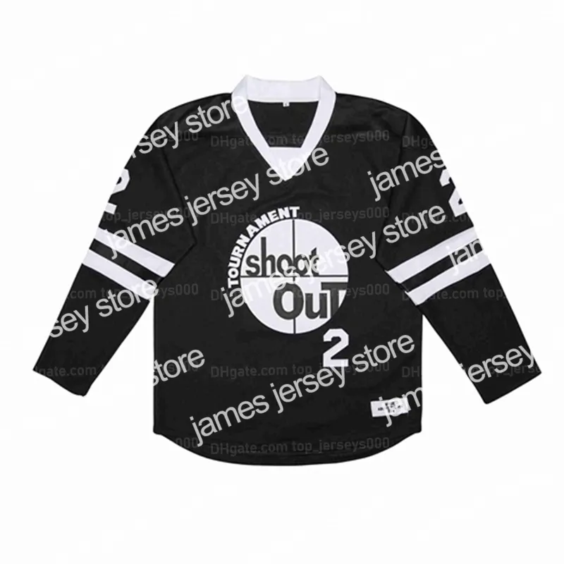 James Men Movie Shoot Out 2 Pac Hockey Jersey Stitched Black Top Quality