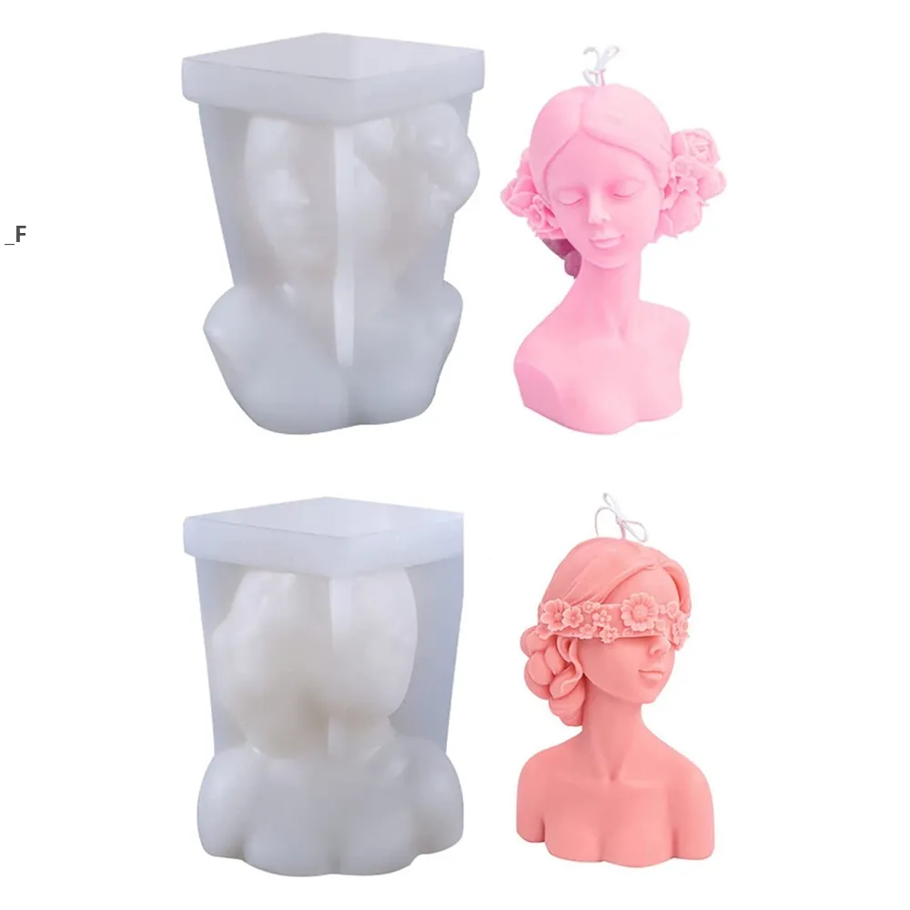 Craft Tools Silicone Candle Mold Braided Hair Girl Plaster Resin Soap Casting Mould for Valentine's Day DIY Making Tool BBB15509