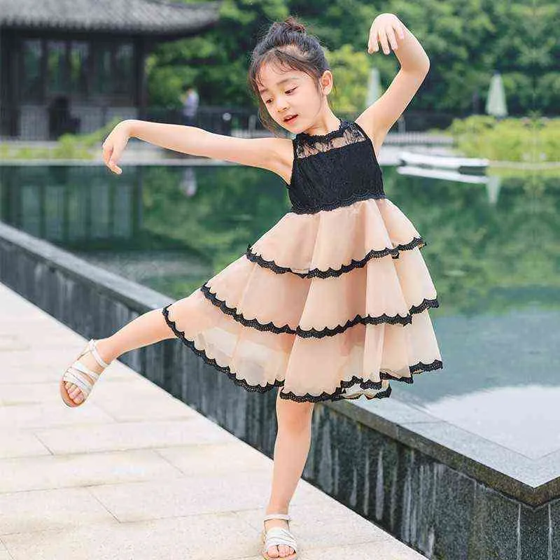 Layered Teenage Girl Summer Dresses Size 12 8 10 Toddler Party Dress Girl Lace Tulle Patchwork Formal Clothes Age G220428