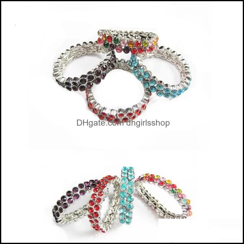 bangle 2021 women fashion classic alloy bracelet elastic with multicolor crystal