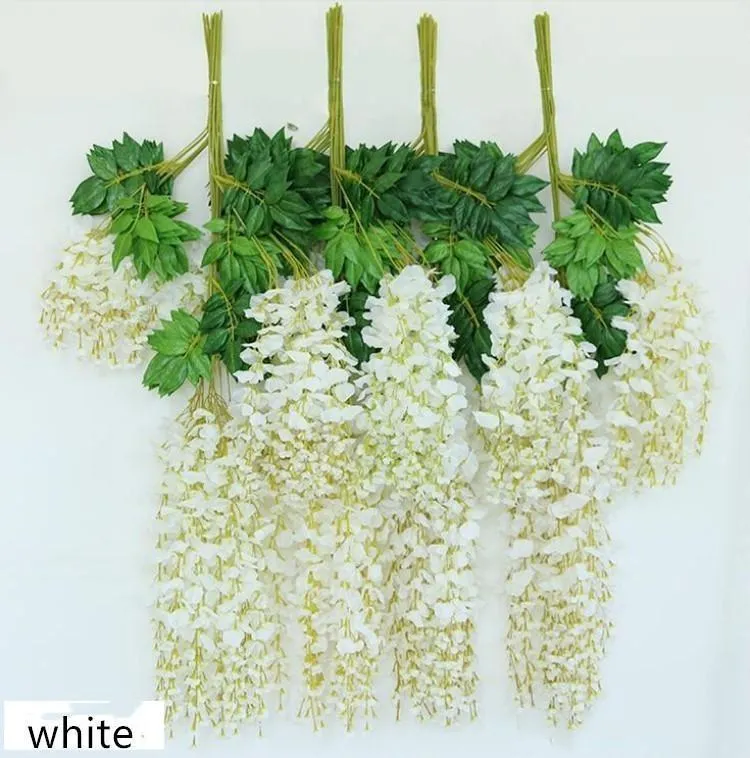 Flores decorativas grinaldas simulação simulação de seda artificial Beautiful Wisteria Vine Annornings de Natal para festas WeddingDecorative